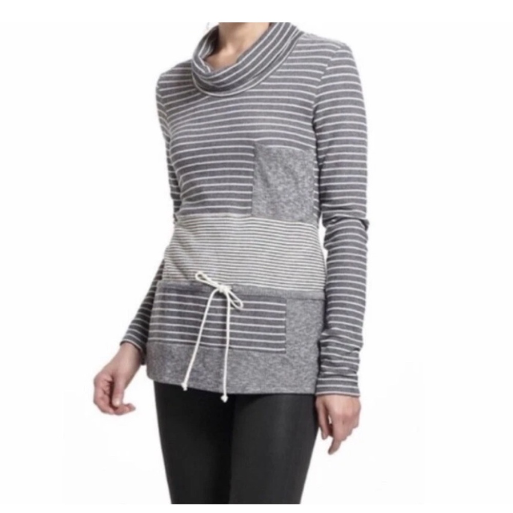 Saturday Sunday Anthropologie Cowl Neck Pullover Sweater S Striped Casual - Picture 2 of 8